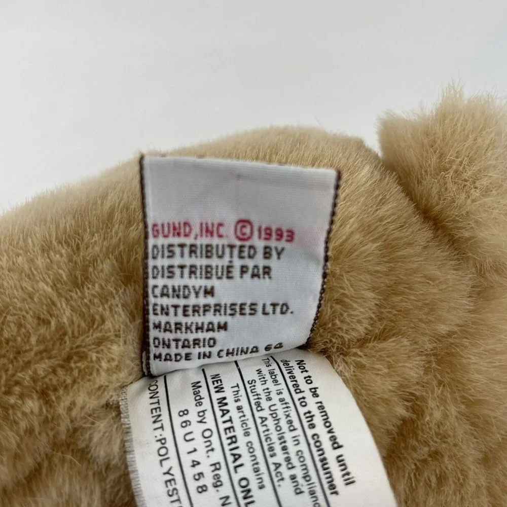RARE Gund Checkers Teddy Bear 8”‎ Plush #2209 Plaid Bow Tan Vintage 1993 HTF